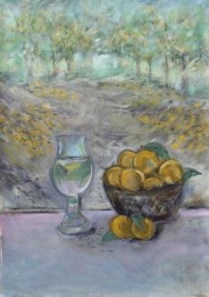 "Mirabelle", 2026, Mischtechnik, 100 x 70 cm