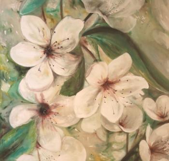 Kirschblüte, 2019. Acryl auf Leinwand, 150 x 150 cm