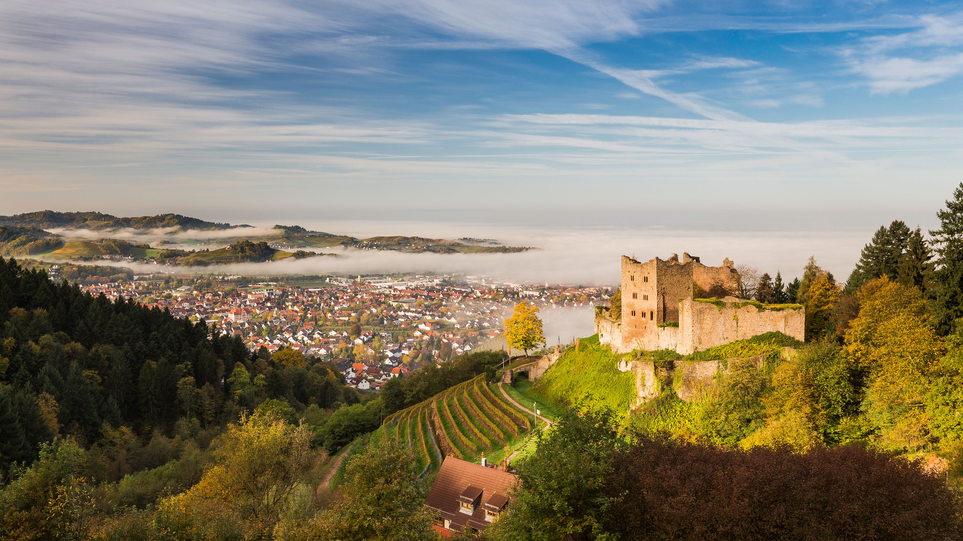 Schauenburg_Hubert Grimmig Ruine Schauenburg Oberkirch mit Blick auf die historische Altstadt