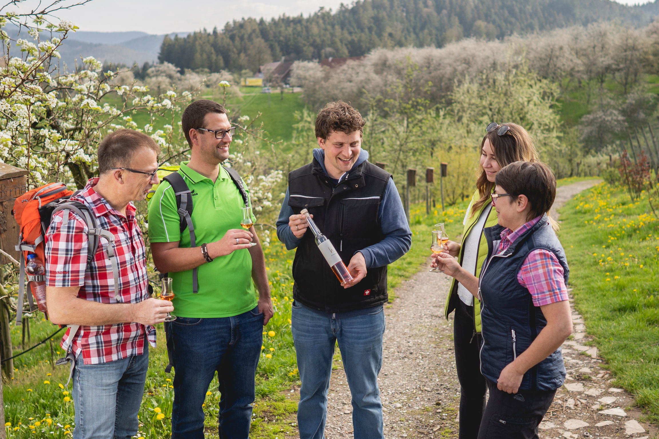 Schnapsprobe im Schnapslehrpfad der Brennerei Halter