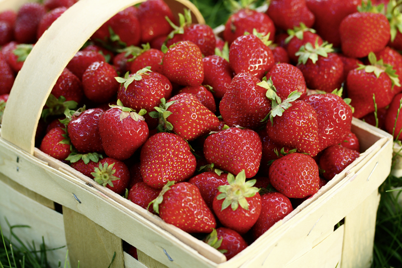 ein Korb voller Erdbeeren